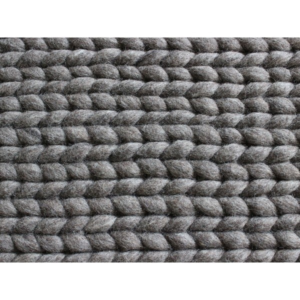 Ореховокафяв плетен вълнен килим , 170 x 240 cm Braided Rugs - Wooldot-image-3