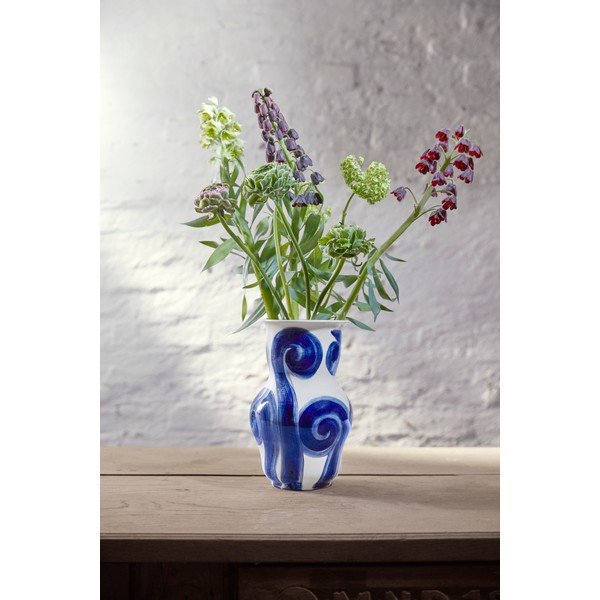 Синя ръчно рисувана каменна ваза Tulle - Kähler Design-image-1