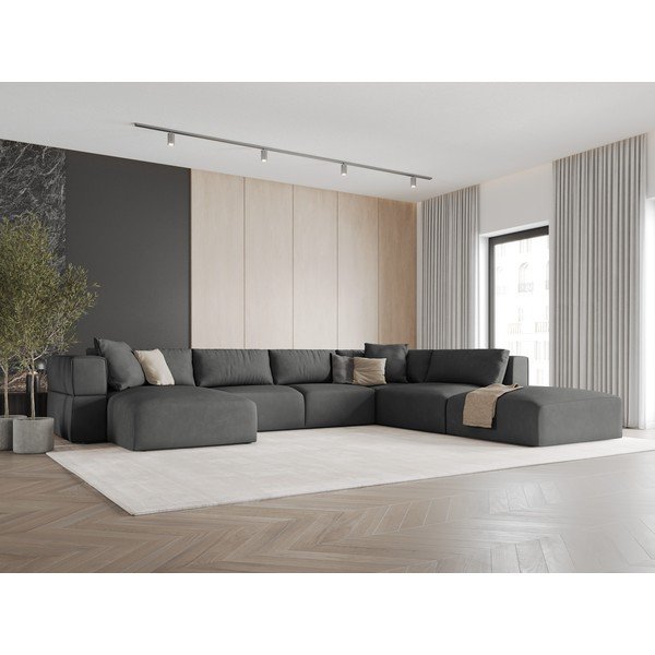 Тъмносив ъглов U-образен диван, десен ъгъл Esther – Milo Casa-image-1