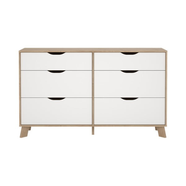 Скрин от дъбов декор в бял и естествен цвят 156x92x40 cm Ikast – Tvilum