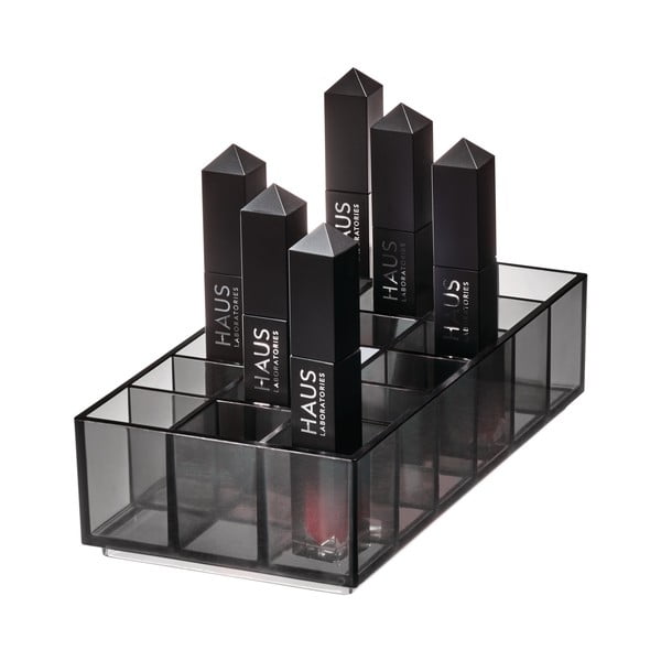 Матово черен органайзер за козметика за баня от рециклирана пластмаса Lip Station - iDesign