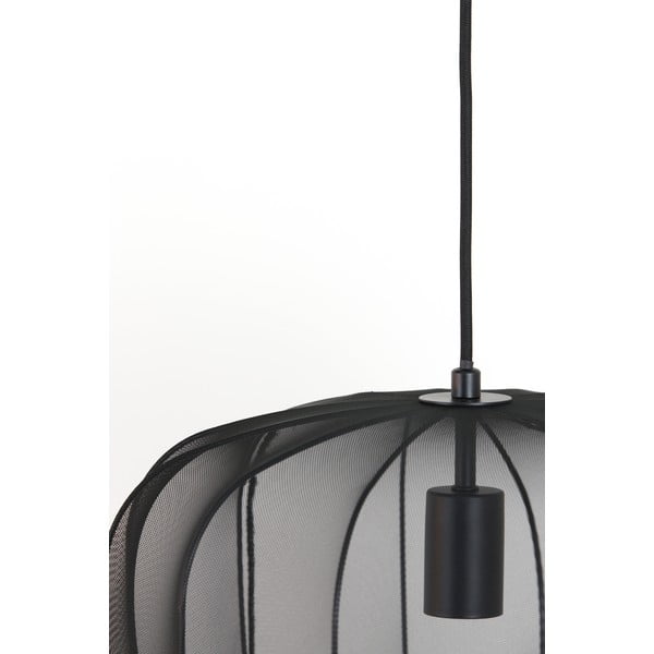 Черно висящо осветително тяло с текстилен абажур ø 40 cm Plumeria – Light & Living-image-4