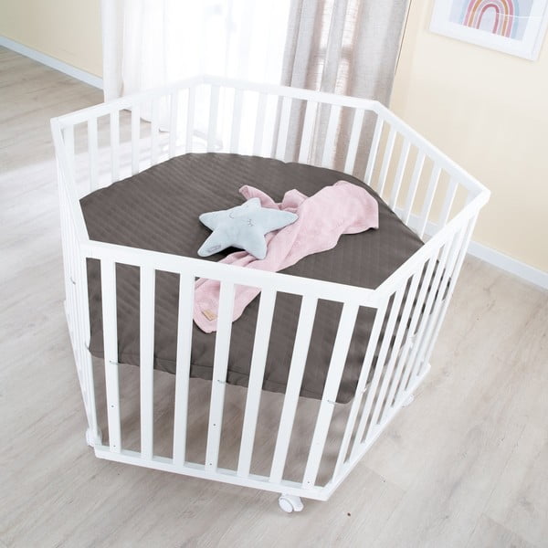 Бяла кошара за игра с регулируема височина/на колелца – Roba-image-1