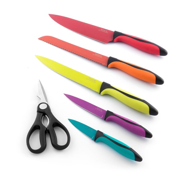 Комплект от 5 керамични ножа и ножици от неръждаема стомана - InnovaGoods