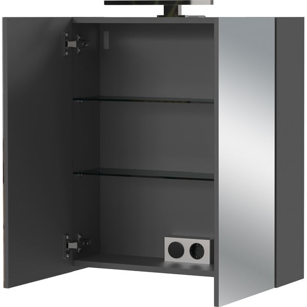 Антрацитен стенен шкаф за баня с огледало 60x71 cm Arcena – Germania-image-3