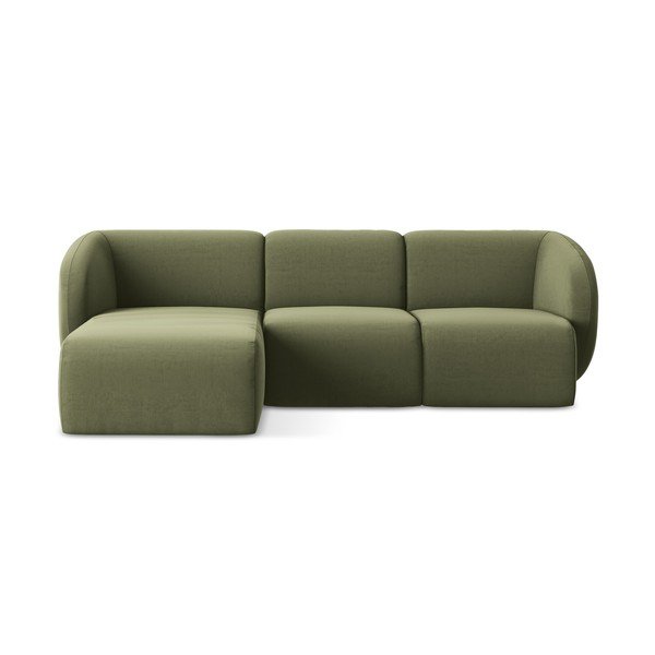 Зелен кадифен ъглов диван (ляв ъгъл) Lani – Makamii