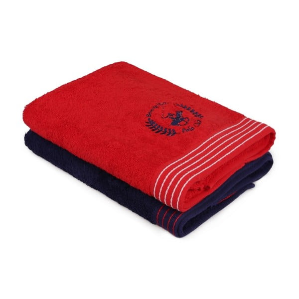 Комплект червени и тъмносини кърпи Коне, 140 x 70 cm - Beverly Hills Polo Club