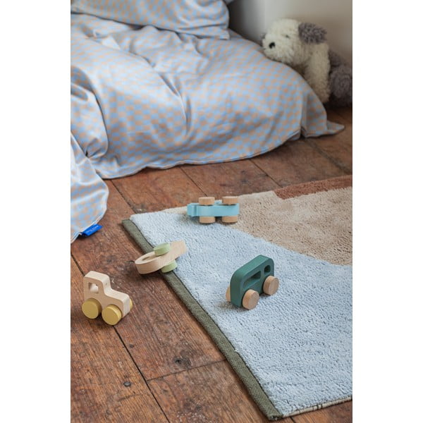 Памучна пътека подходяща за пране в светлосин и бежов цвят 70x150 cm Figura – Mette Ditmer Denmark-image-1