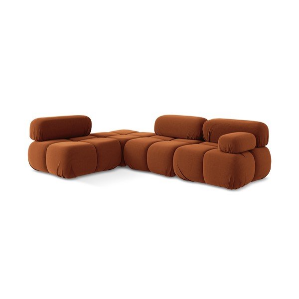 Оранжев кадифен модулен ъглов диван (ляв ъгъл) Lokua – Makamii-image-3