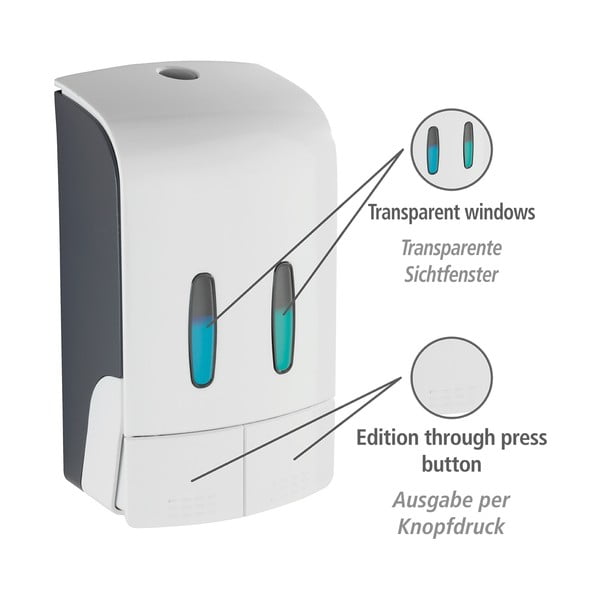 Бял пластмасов диспенсър за сапун, монтиран на стена, 0,96 л Tartas - Wenko-image-4