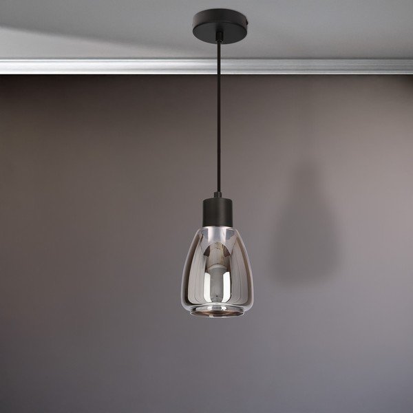 Черно висящо осветително тяло със стъклен абажур ø 12 cm Moldo – Candellux Lighting-image-4