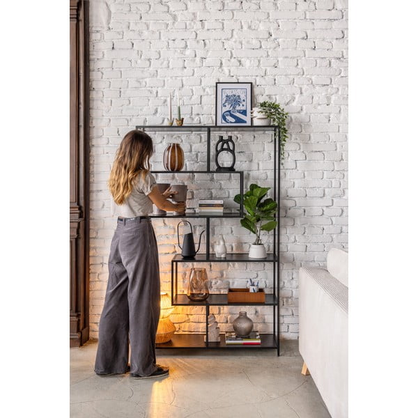 Черна етажерка за книги в декор от ясен 114x185 cm Seaford - Actona-image-1