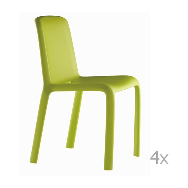 Sada 4 zelených  jídelních židlí Pedrali Snow