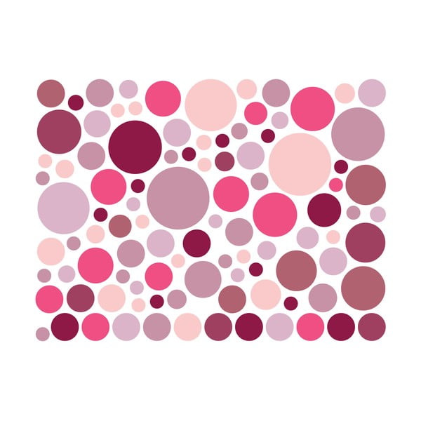 Комплект от 100 розови стикера за стена Кръгли стикери - Ambiance-image-2