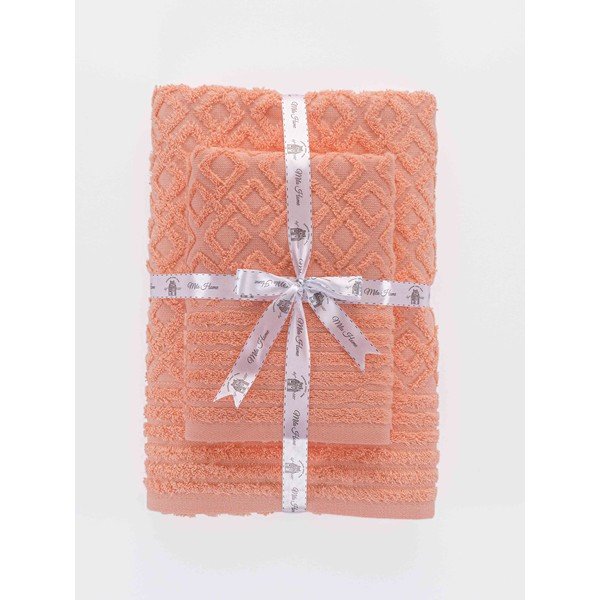 Оранжеви памучни хавлии и кърпи за баня в комплект от 2 бр. от тери Diamond – Mila Home-image-3