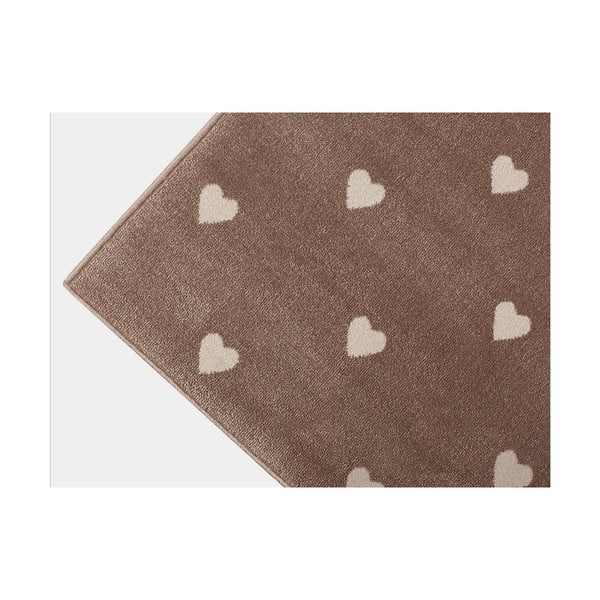 Кафяв килим със сърца Бежови точки, 133 x 190 cm - KICOTI-image-3