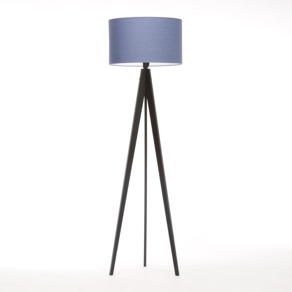 Stojací lampa Artist Dark Blue Linnen/Black Birch, 125x42 cm