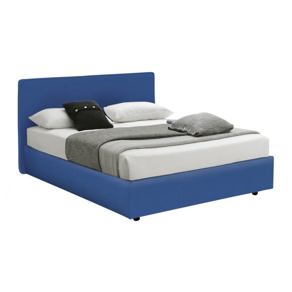 Modrá jednolůžková postel s úložným prostorem a matrací 13Casa Ninfea, 120 x 190 cm