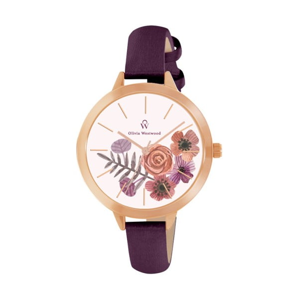 Dámské hodinky s řemínkem v tmavě fialové barvě Olivia Westwood Mahono