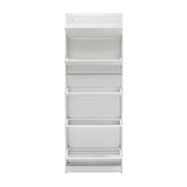 Bílý dřevěný botník s 5 vyklápěcími policemi Evergreen House Issa-image-4