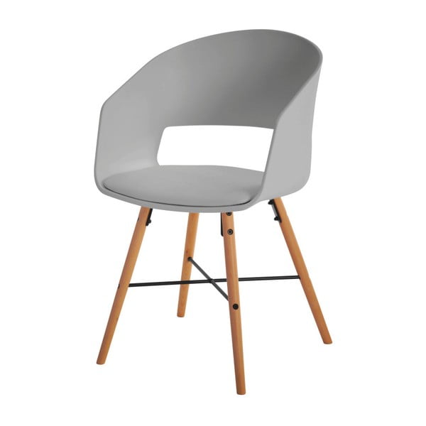 Сив трапезен стол с букови крака Luna - Interstil