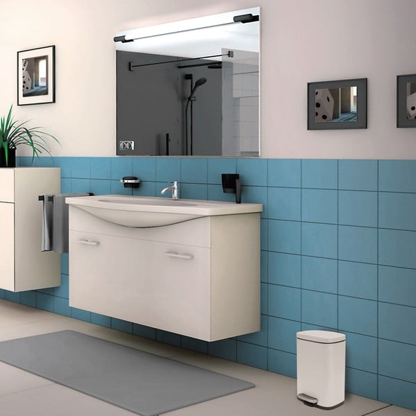 Стоманено кошче за боклук с педал в матово бял цвят 5 l   Akira – Spirella-image-1