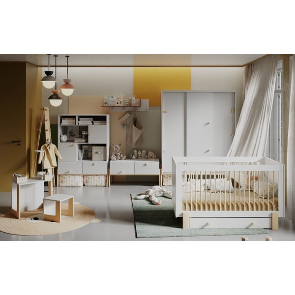 Светлосив нисък детски скрин 150x25 cm Cube - Pinio-image-1