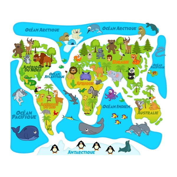 Стикер за стена Цветна бебешка карта на света - Ambiance