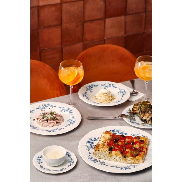 Бяла/синя порцеланова чиния ø 27,5 cm Retro – BonBistro-image-2