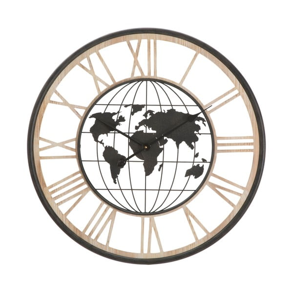 Черен стенен часовник World, ø 70 cm - Mauro Ferretti