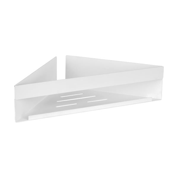 Ъглов рафт за баня без пробиване от неръждаема стомана в матово бял цвят Genova – Wenko-image-2