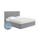 Сиво тапицирано двойно легло с място за съхранение и матрак с решетка 160x200 cm Thessa Bold Line - Bonami Selection