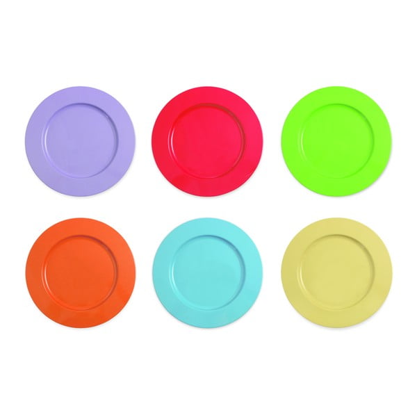 Sada 6 barevných jídelních talířů Villa d'Este Margarita, Ø 33 cm