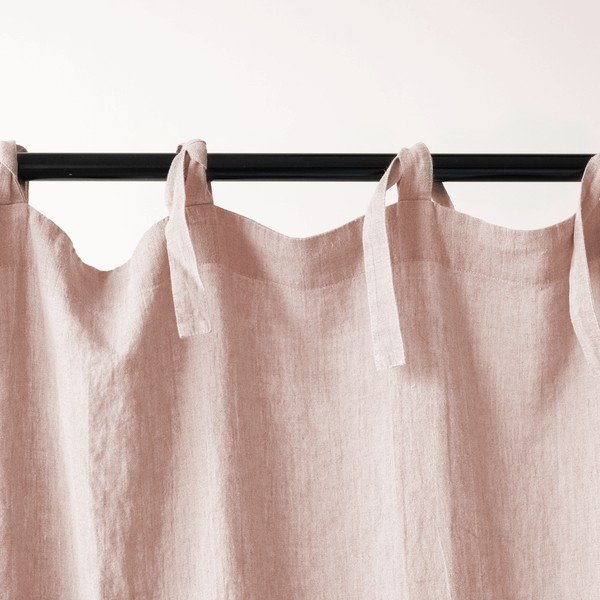 Розова ленена завеса с примки Night Time, 250 x 140 cm - Linen Tales-image-1