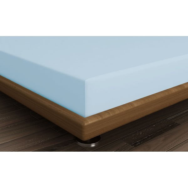 Светлосин еластичен памучен чаршаф 140x200 cm – Mijolnir-image-1