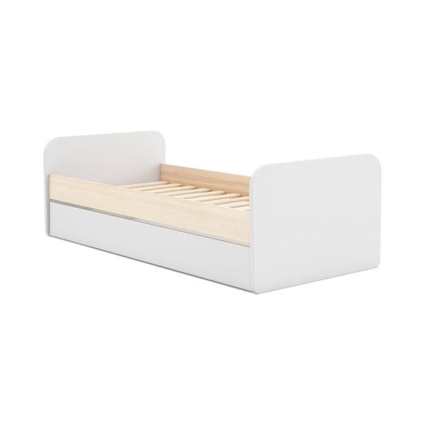 Детско легло от бор с разтегателно легло и място за съхранение 90x200 cm, бяло/естествено Esteban - Marckeric