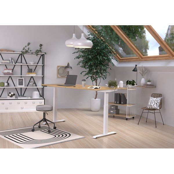 Работна маса с електрическо регулиране на височината с дъбов плот 80x180 cm Jet – Germania-image-1