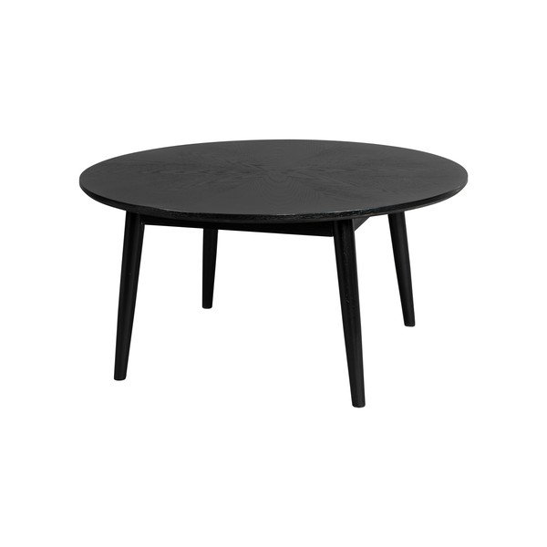 Черна кръгла масичка за кафе от декор от дъб  ø 80 cm Fabio – White Label