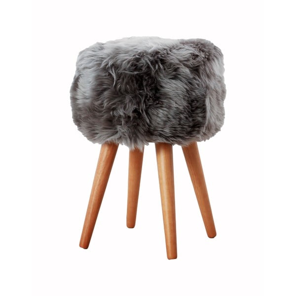 Табуретка със седалка от сива овча кожа , ⌀ 30 cm - Native Natural