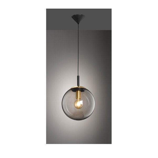 Черно висящо осветително тял със стъклен абажур Dini – Fischer & Honsel-image-1