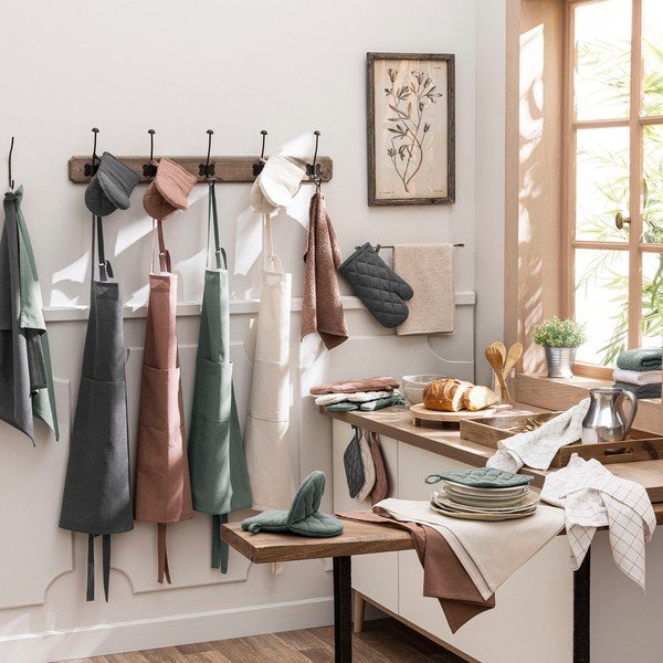 Бели/зелени памучни кърпи в комплект 2 бр. от тери 50x50 cm Gourmet – douceur d'intérieur-image-1