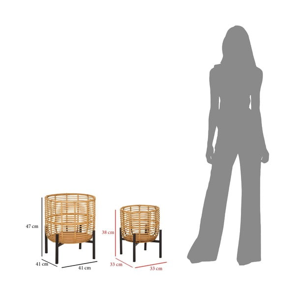 Комплект от 2 стойки за саксии от ратан, височина 47 cm - Mauro Ferretti-image-2