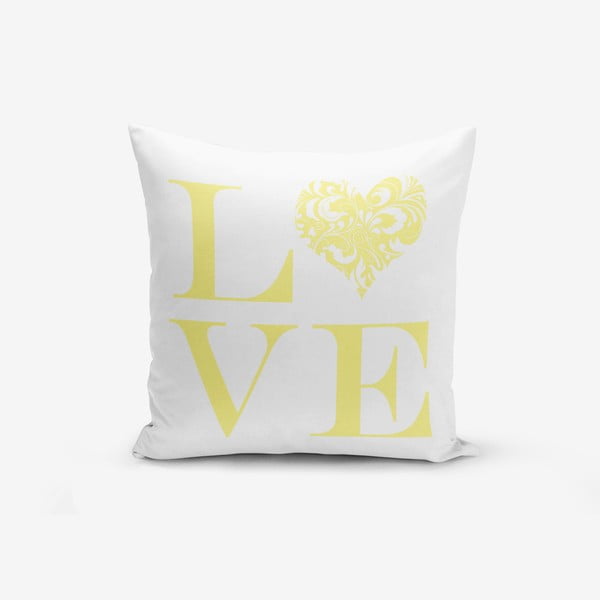 Калъфка за възглавница с памучна смес Love Yellow, 45 x 45 cm - Minimalist Cushion Covers