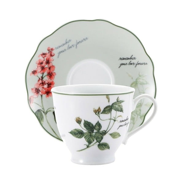 Комплект от 2 порцеланови чаши и чинийки Запомнете - Bergner