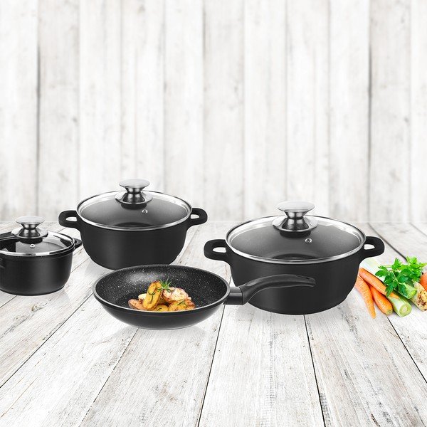 Комплект съдове за готвене от 4 части с 3 стъклени капака Grande - Orion-image-1