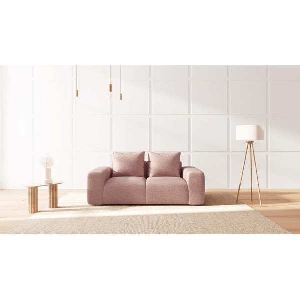 Светлорозов диван от букле 212 cm Feiro - MESONICA-image-3