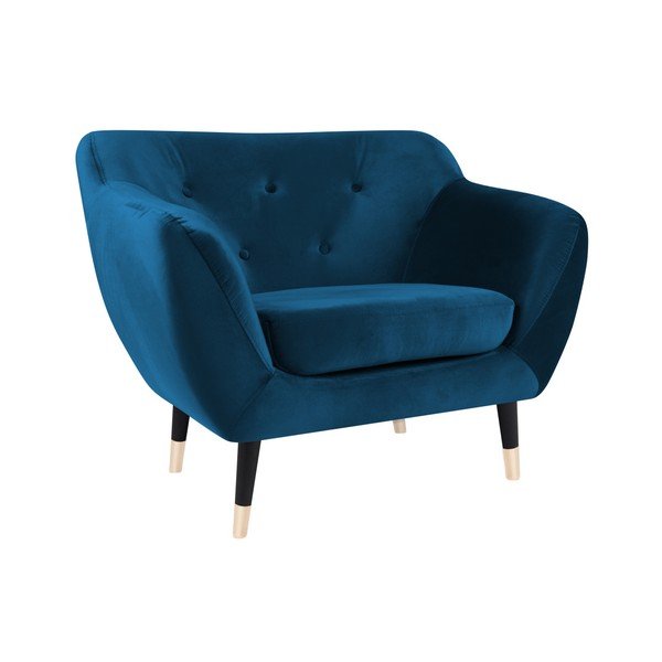 Син фотьойл с черни крака Amelie - Mazzini Sofas-image-2