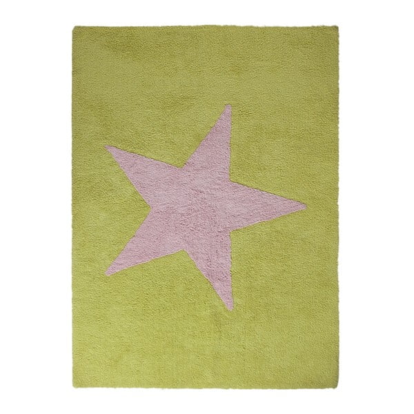Zelený bavlněný koberec Happy Decor Kids Big Star, 160 x 120 cm