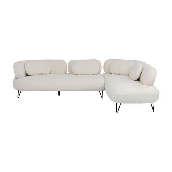 Бял ъглов диван от плат bouclé Peppo - Kare Design