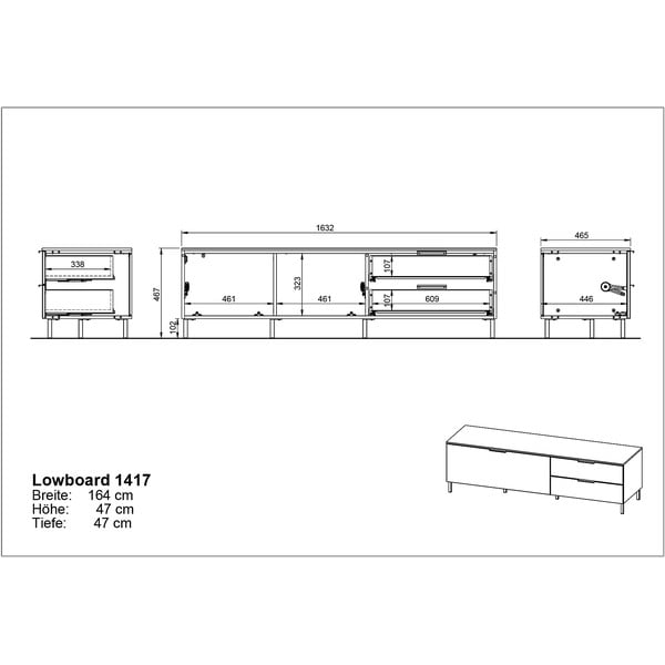 Светлозелена телевизионна масичка 164x47 cm Kenora - Germania-image-4